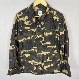 GAP Utility Jacket Camouflage Field Military Cotton Drawstring Waist Women’s S